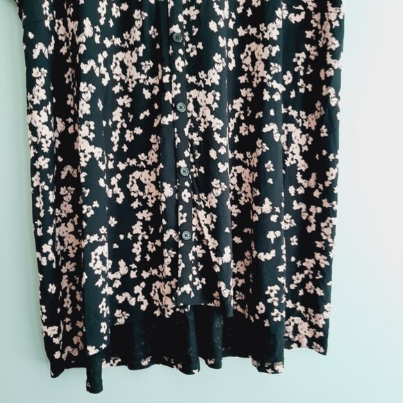 PENNINGTONS Button Down V-Neck Floral Print Tunic Top Black & Pink Sz 2X - Picture 4 of 14